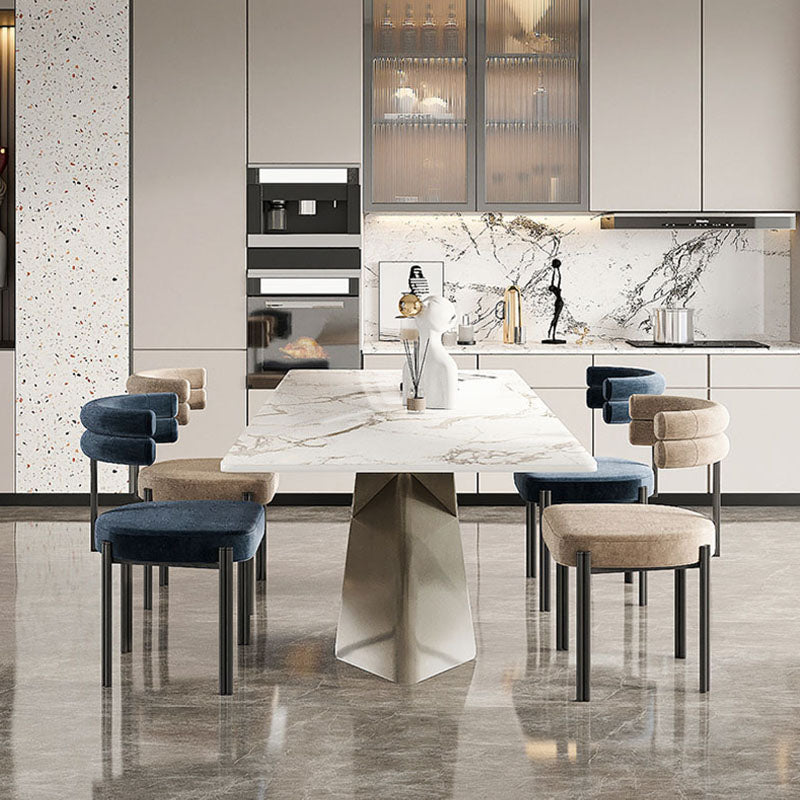 Contemporary Open Back Dining Chairs Velvet Arm Dining Chair