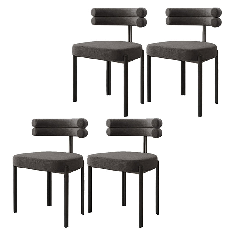 Contemporary Open Back Dining Chairs Velvet Arm Dining Chair
