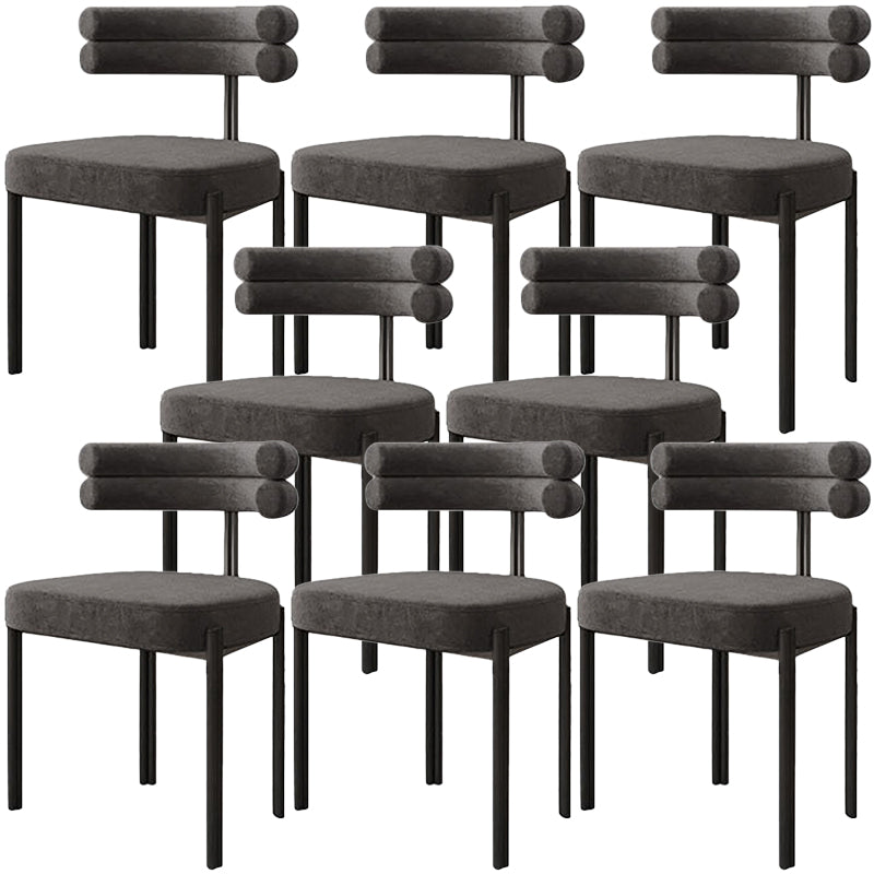 Contemporary Open Back Dining Chairs Velvet Arm Dining Chair