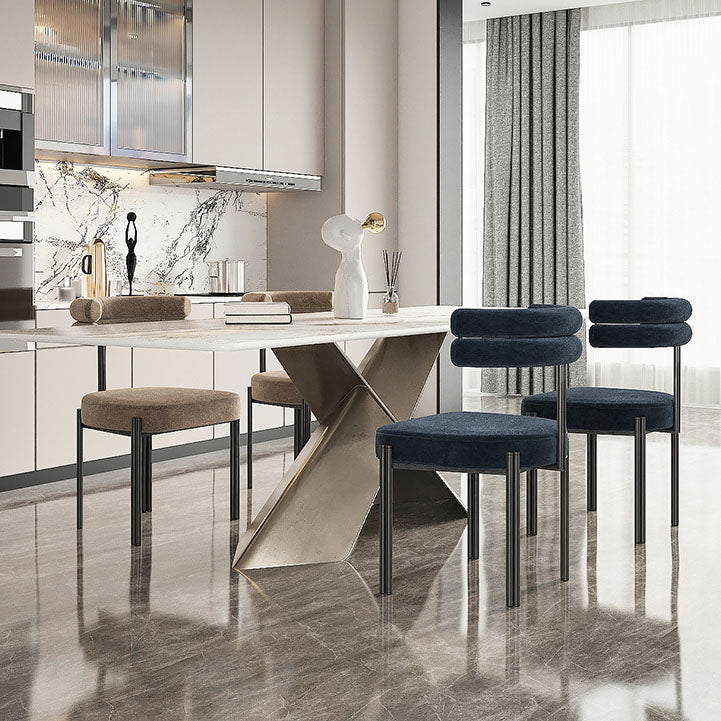 Contemporary Open Back Dining Chairs Velvet Arm Dining Chair