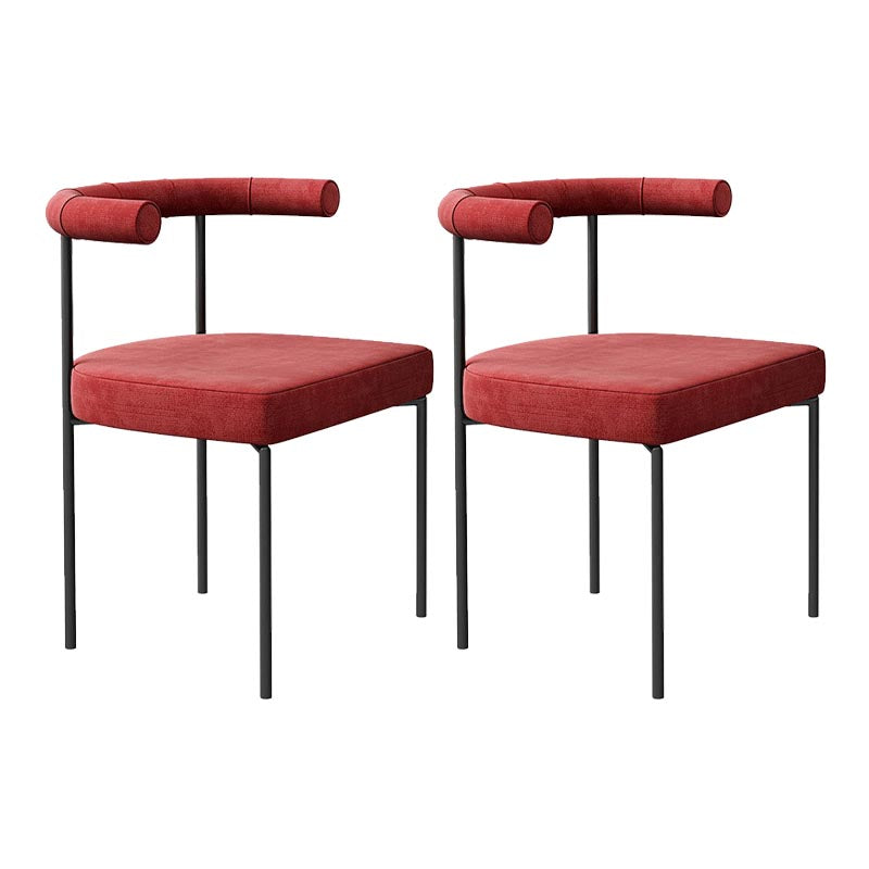 Upholstered Armless Dining Chairs Contemporary Open Back Side Furniture in Matte Finish