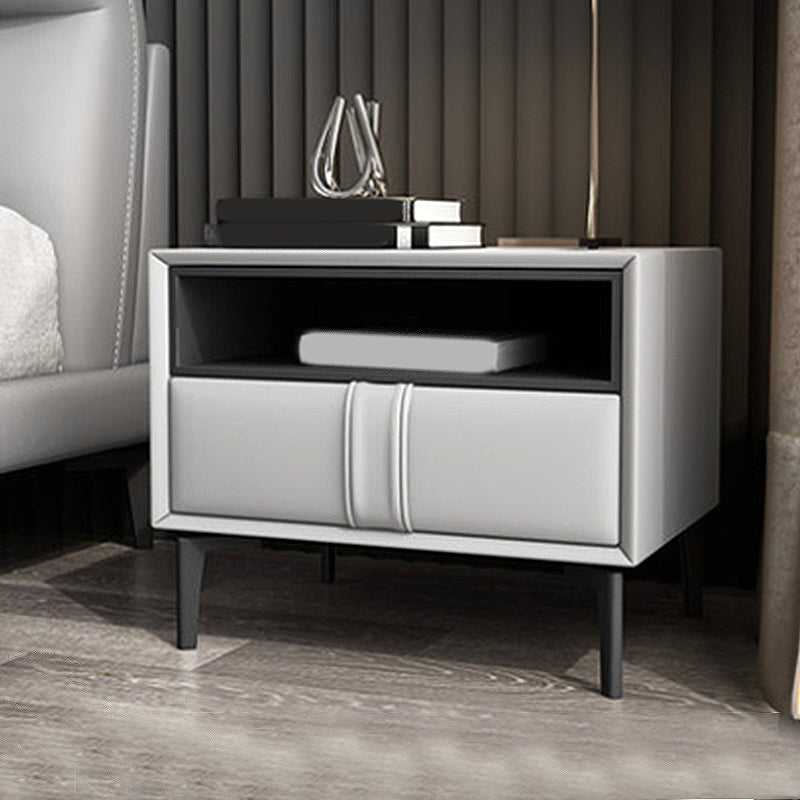 Contemporary Faux Leather Nightstand 18.5" Tall 1 - Drawer Nightstand