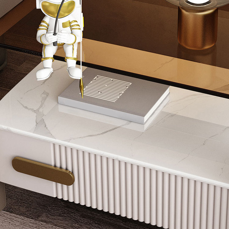 Wood Night Stand 18.9" Tall 1 - Drawer Nightstand with Tempered Glass Top