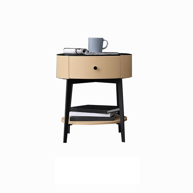 Wooden Nightstand with Lower Shelf 21.65" Tall 1 - Drawer Nightstand