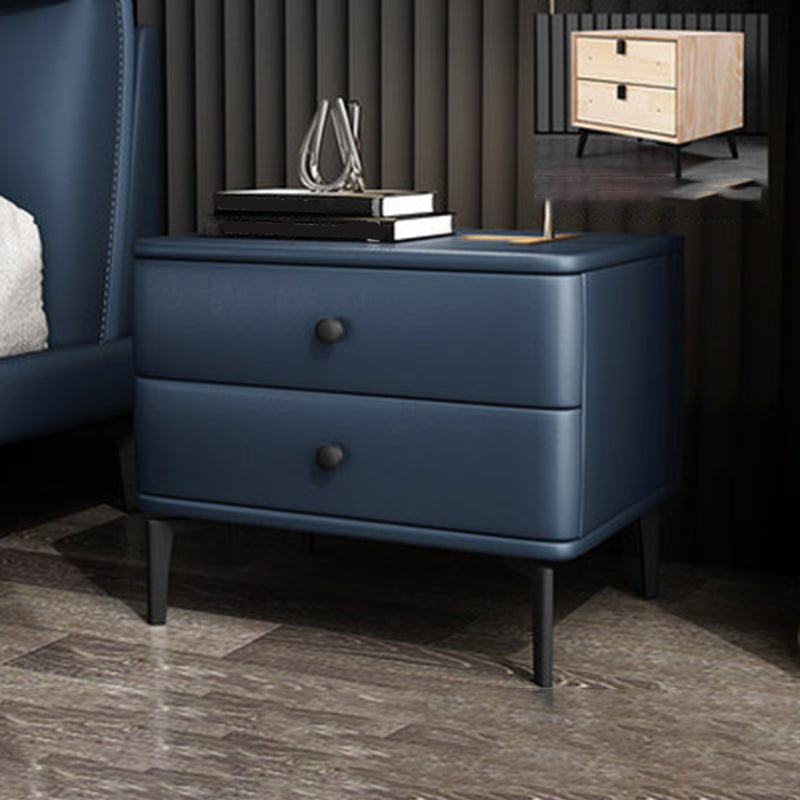 Modern Stone Top Nightstand 2 - Drawer Nightstand with Gold/Black Legs
