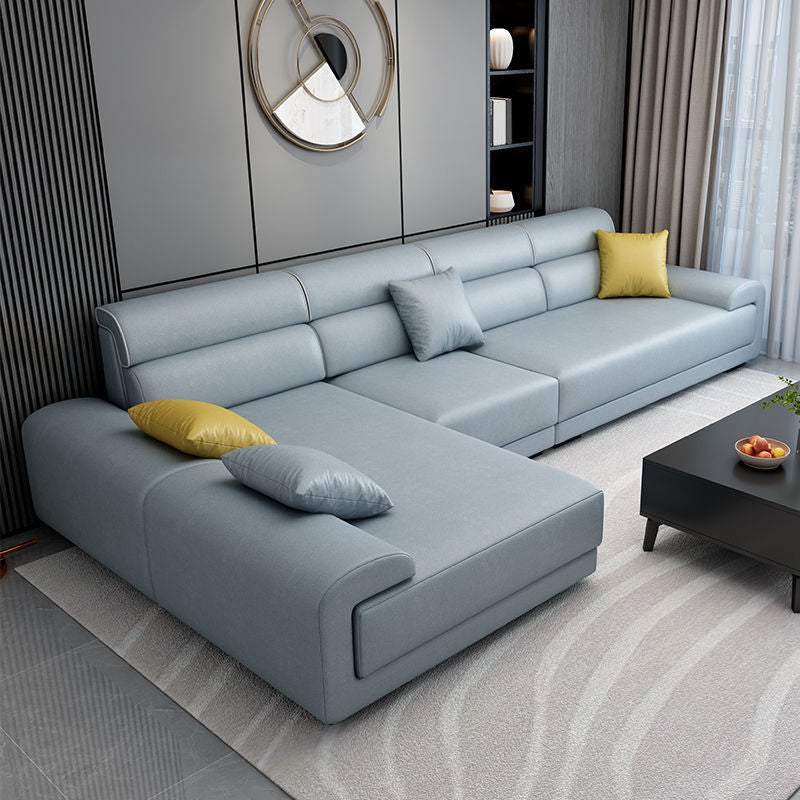L-Shape Reversible Faux Leather Stain-Resistant Sectional Sofa with Chaise
