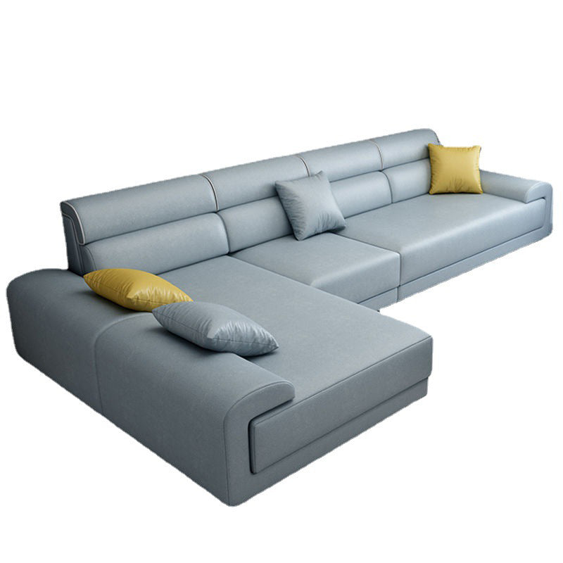 L-Shape Reversible Faux Leather Stain-Resistant Sectional Sofa with Chaise