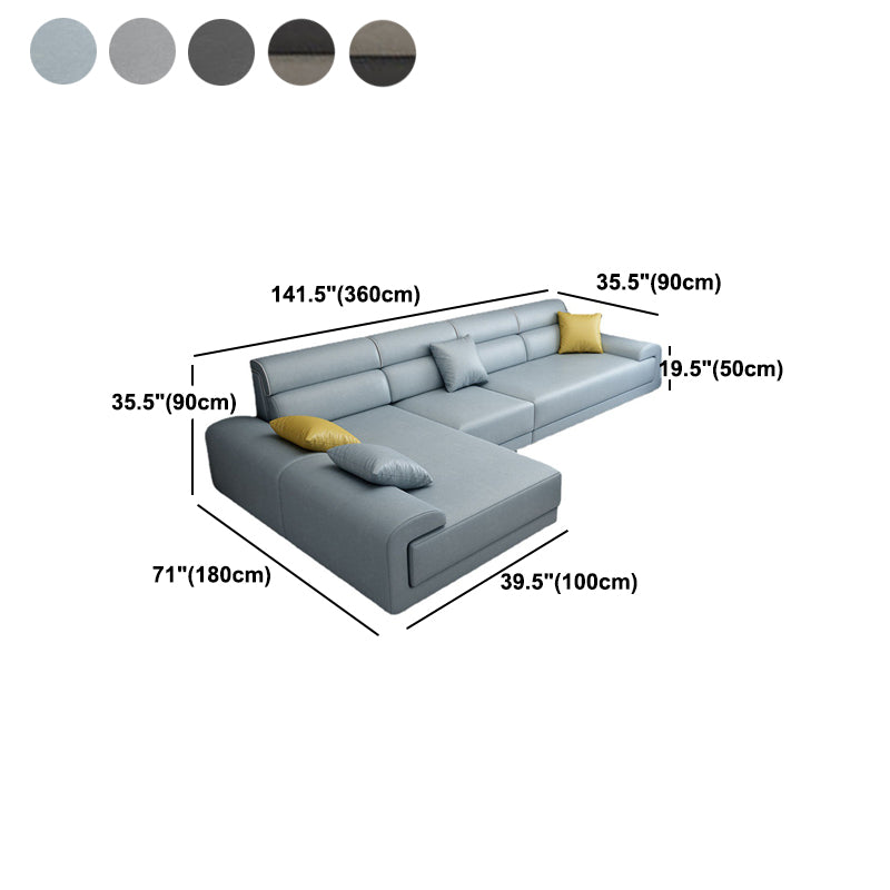 L-Shape Reversible Faux Leather Stain-Resistant Sectional Sofa with Chaise