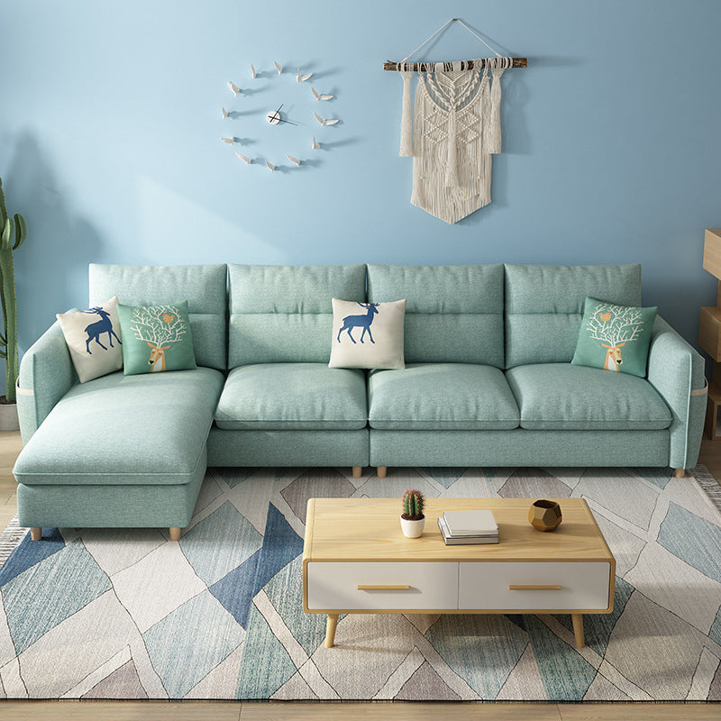 Contemporary Sofa Cotton Foam/latex Filled with Ottoman Sectional