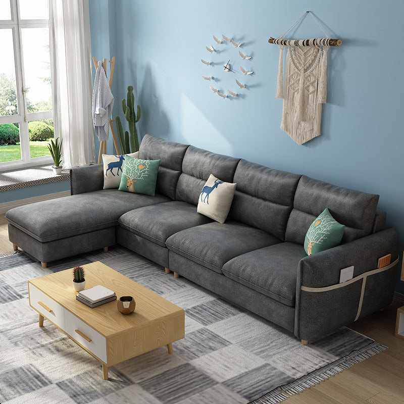 Contemporary Sofa Cotton Foam/latex Filled with Ottoman Sectional