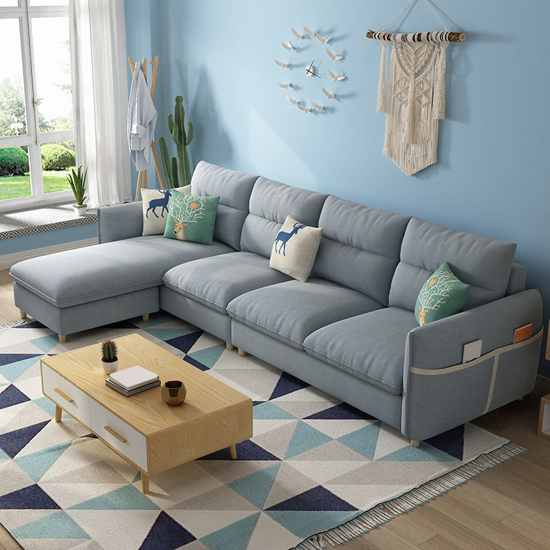 Contemporary Sofa Cotton Foam/latex Filled with Ottoman Sectional