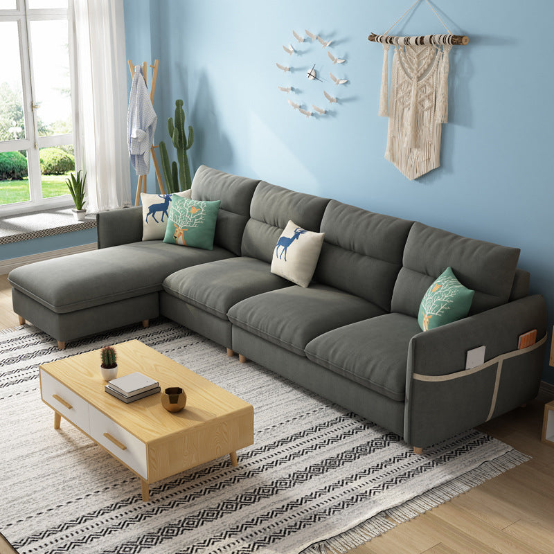 Contemporary Sofa Cotton Foam/latex Filled with Ottoman Sectional