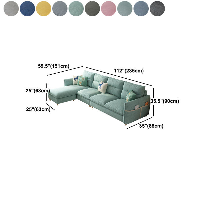 Contemporary Sofa Cotton Foam/latex Filled with Ottoman Sectional