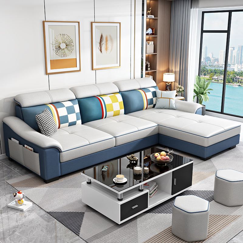 Faux Leather Removable Cushions Sloped Arms Sectionals with Storage and Wear-Resistant