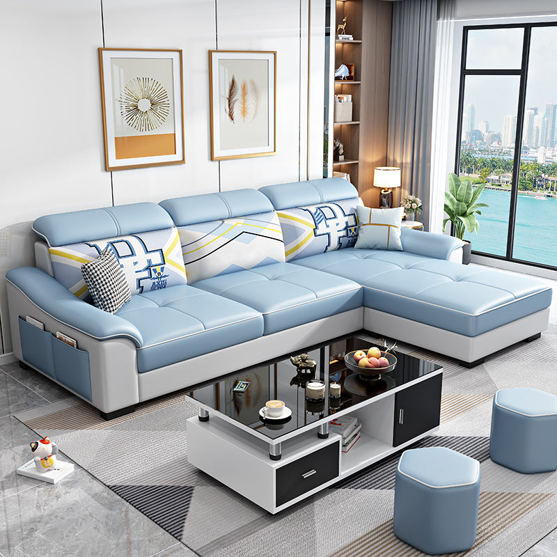 Faux Leather Removable Cushions Sloped Arms Sectionals with Storage and Wear-Resistant