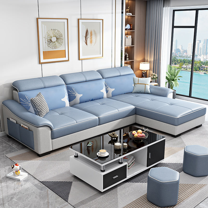 Faux Leather Removable Cushions Sloped Arms Sectionals with Storage and Wear-Resistant