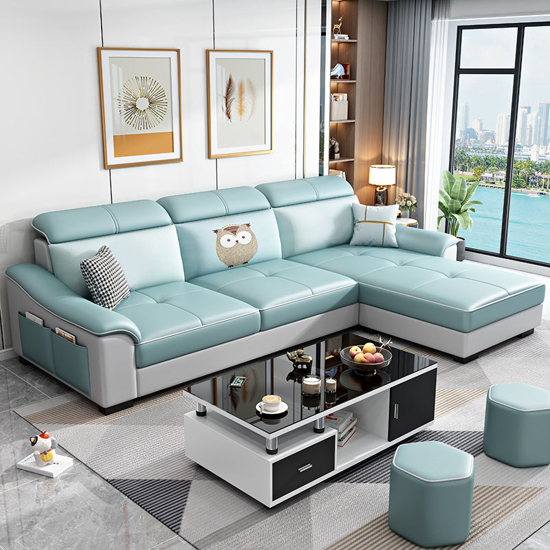 Faux Leather Removable Cushions Sloped Arms Sectionals with Storage and Wear-Resistant