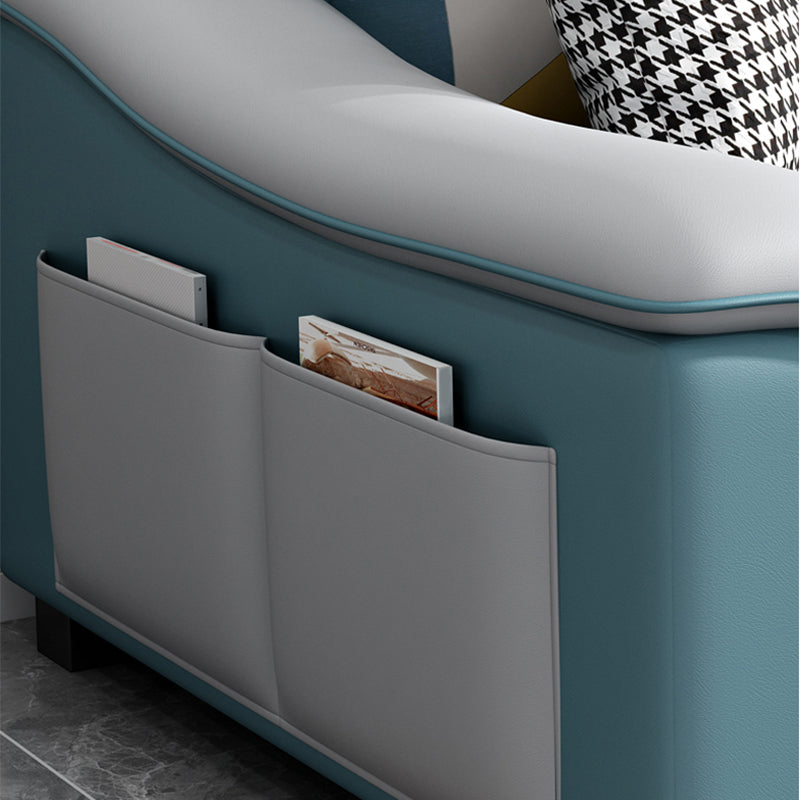 Faux Leather Removable Cushions Sloped Arms Sectionals with Storage and Wear-Resistant