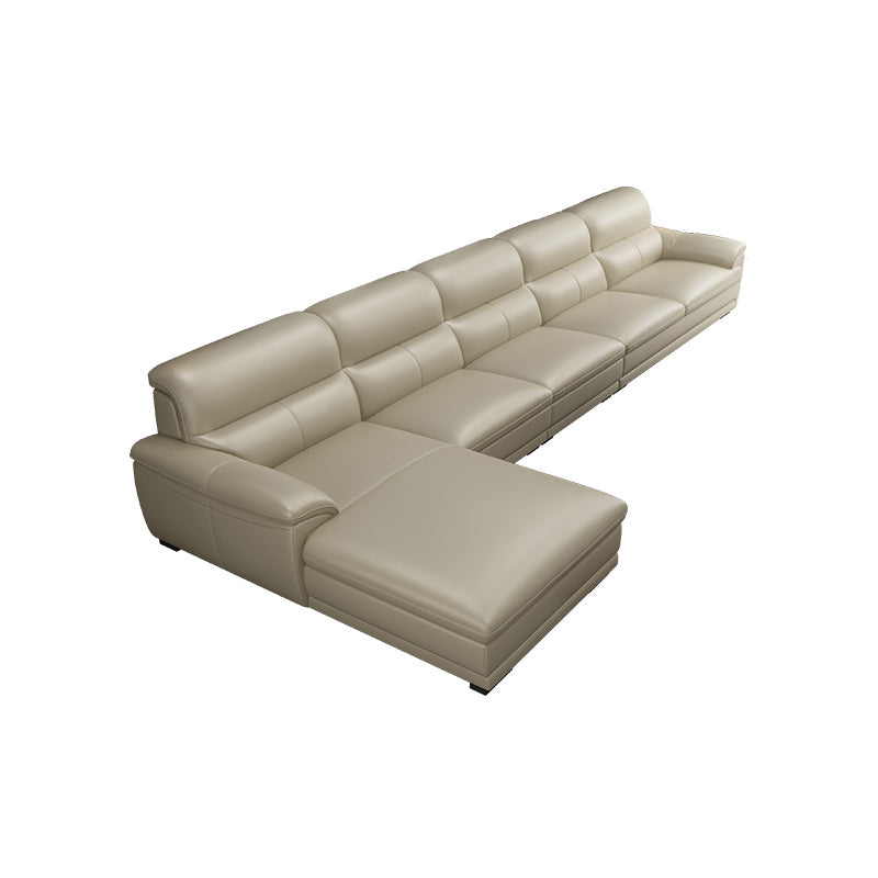 Leather Pillow Top Arm Sectional Sofa 36.22"High Cushion Back Sofa,Beige