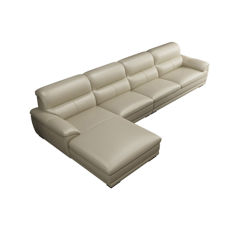 Leather Pillow Top Arm Sectional Sofa 36.22"High Cushion Back Sofa,Beige
