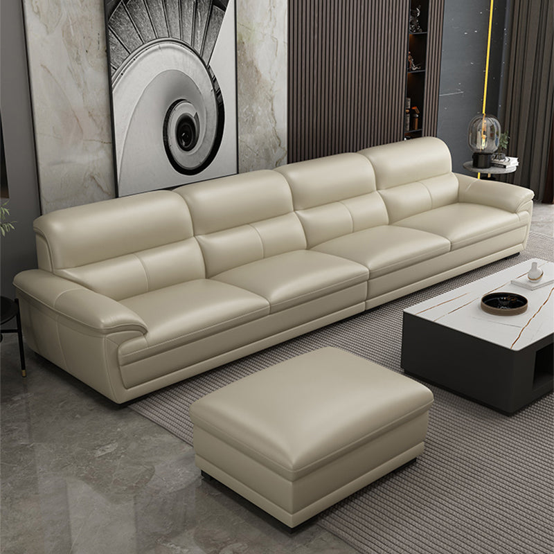 Leather Pillow Top Arm Sectional Sofa 36.22"High Cushion Back Sofa,Beige
