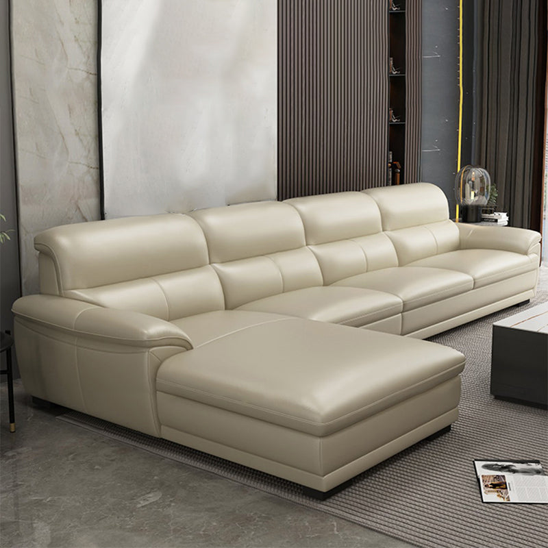 Leather Pillow Top Arm Sectional Sofa 36.22"High Cushion Back Sofa,Beige