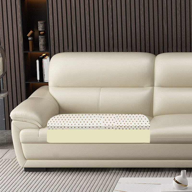 Leather Pillow Top Arm Sectional Sofa 36.22"High Cushion Back Sofa,Beige
