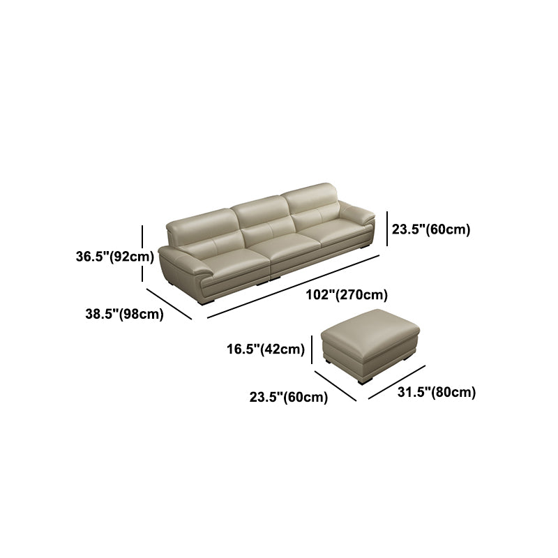 Leather Pillow Top Arm Sectional Sofa 36.22"High Cushion Back Sofa,Beige