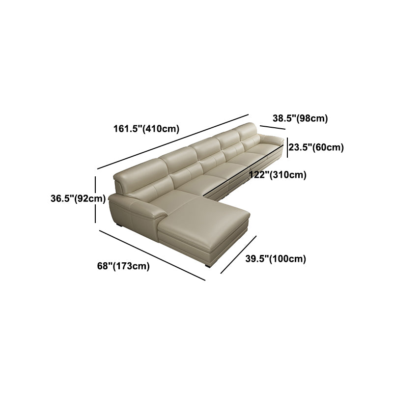 Leather Pillow Top Arm Sectional Sofa 36.22"High Cushion Back Sofa,Beige