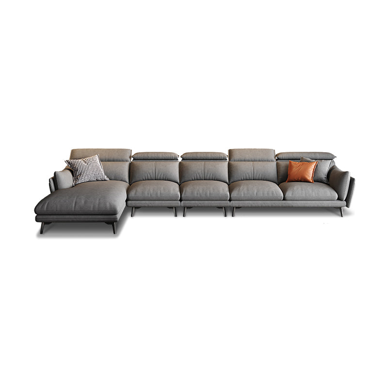 Grey Faux Leather Sofa/Sectionals with Wear-Resistant and Stain-Resistant