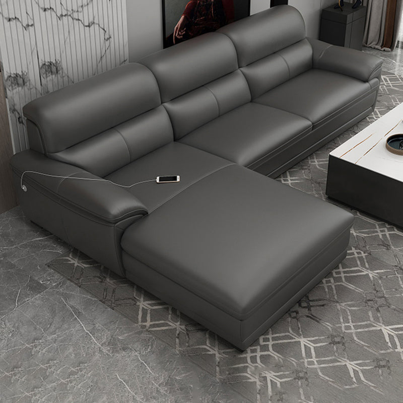 Leather Pillow Top Arm Sectional Sofa 36.22"High Cushion Back Sofa,Black