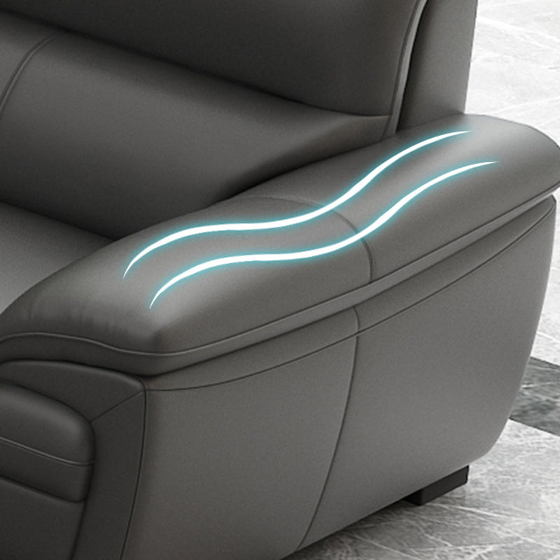 Leather Pillow Top Arm Sectional Sofa 36.22"High Cushion Back Sofa,Black