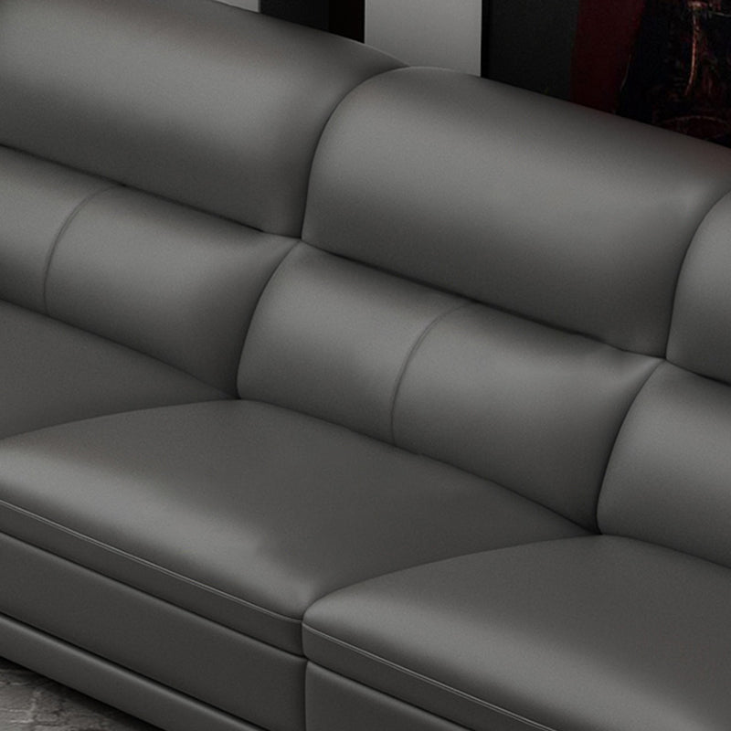 Leather Pillow Top Arm Sectional Sofa 36.22"High Cushion Back Sofa,Black