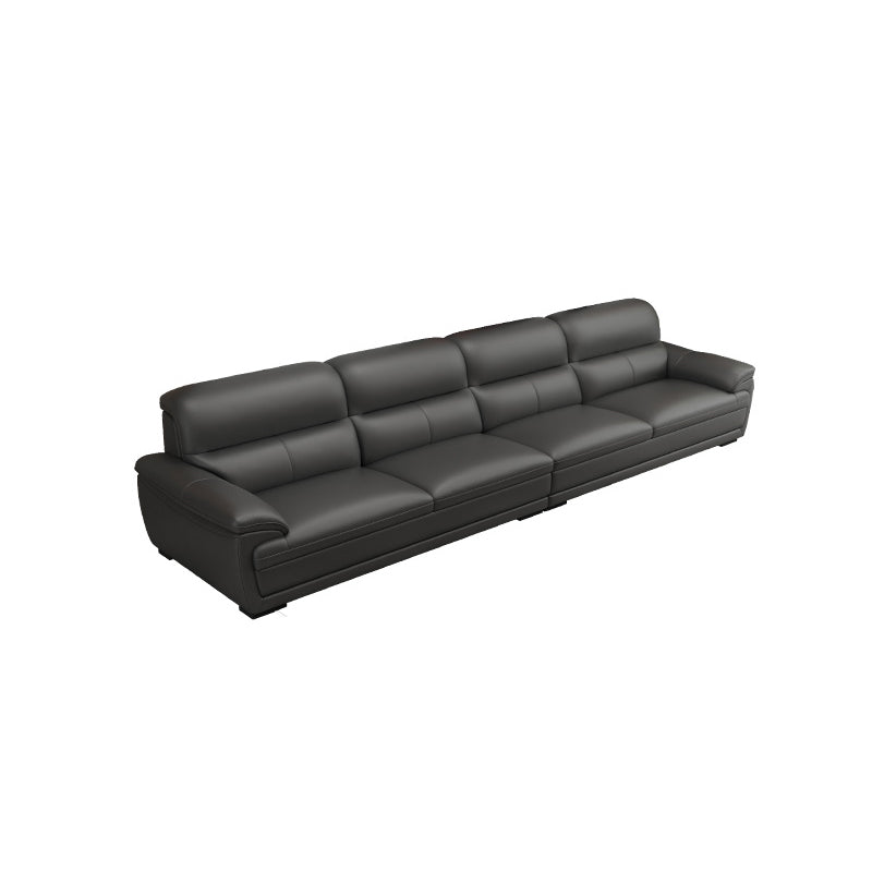 Leather Pillow Top Arm Sectional Sofa 36.22"High Cushion Back Sofa,Black