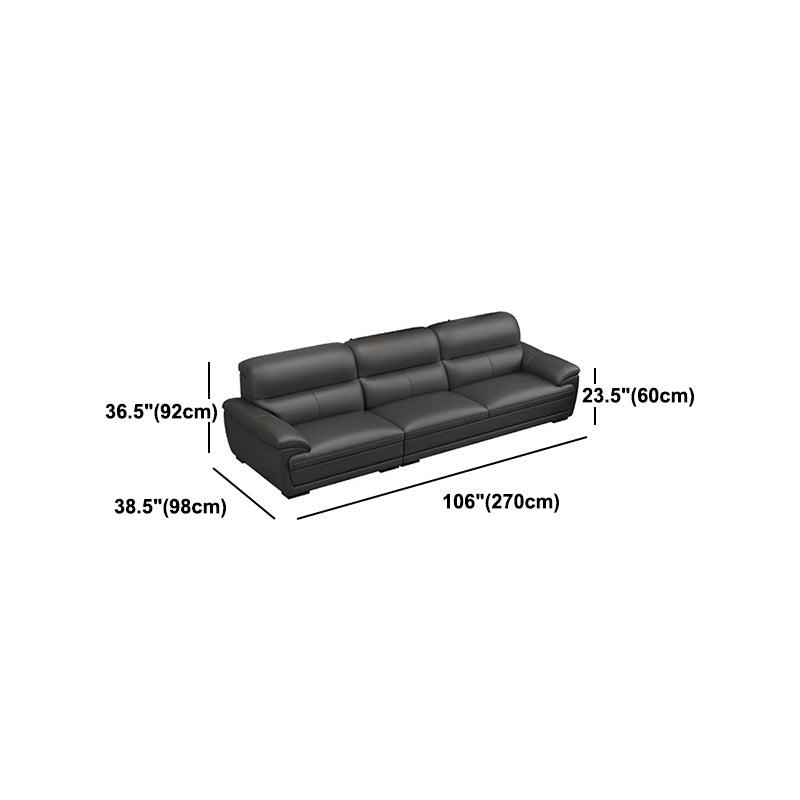 Leather Pillow Top Arm Sectional Sofa 36.22"High Cushion Back Sofa,Black