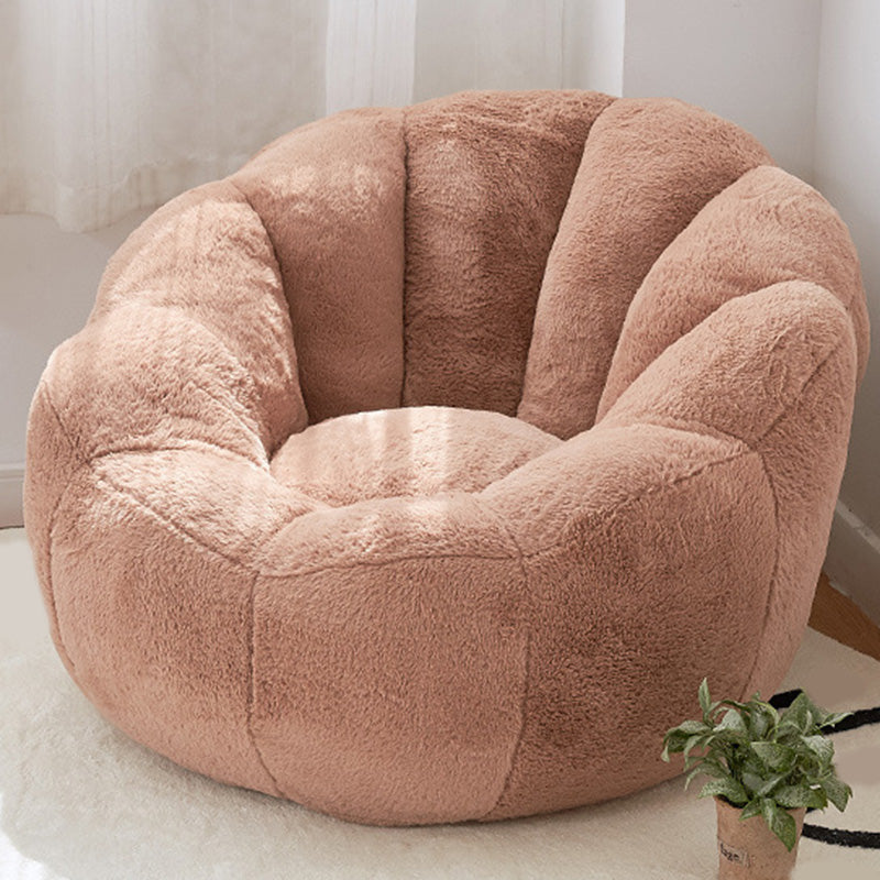 Faux Fur Arms Included Sloped Arms Sewn Pillow Back Chair for Living Room