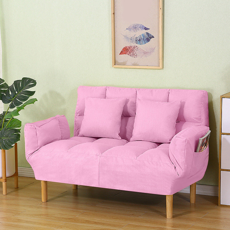 Contemporary Convertible Sofa Couch Square Arm Biscuit Back Couch Bed