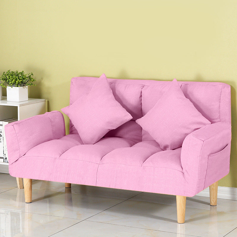 Contemporary Convertible Sofa Couch Square Arm Biscuit Back Couch Bed