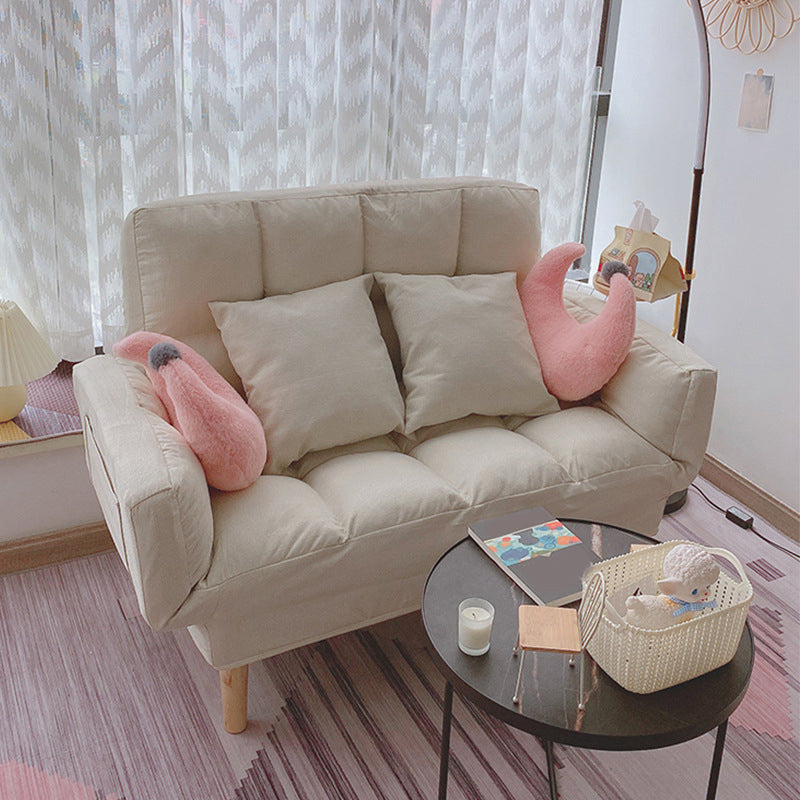 Contemporary Convertible Sofa Couch Square Arm Biscuit Back Couch Bed