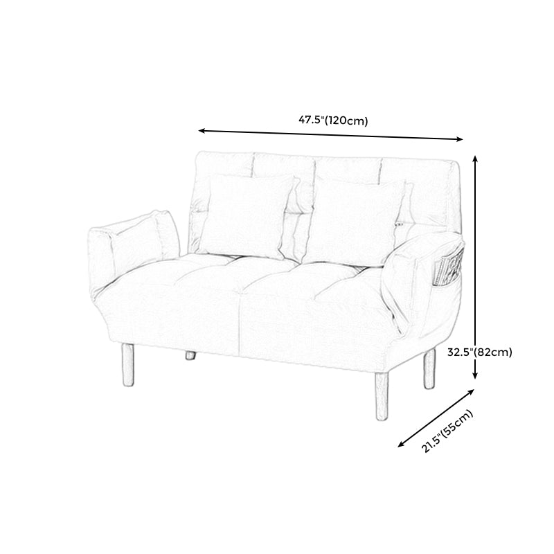 Contemporary Convertible Sofa Couch Square Arm Biscuit Back Couch Bed