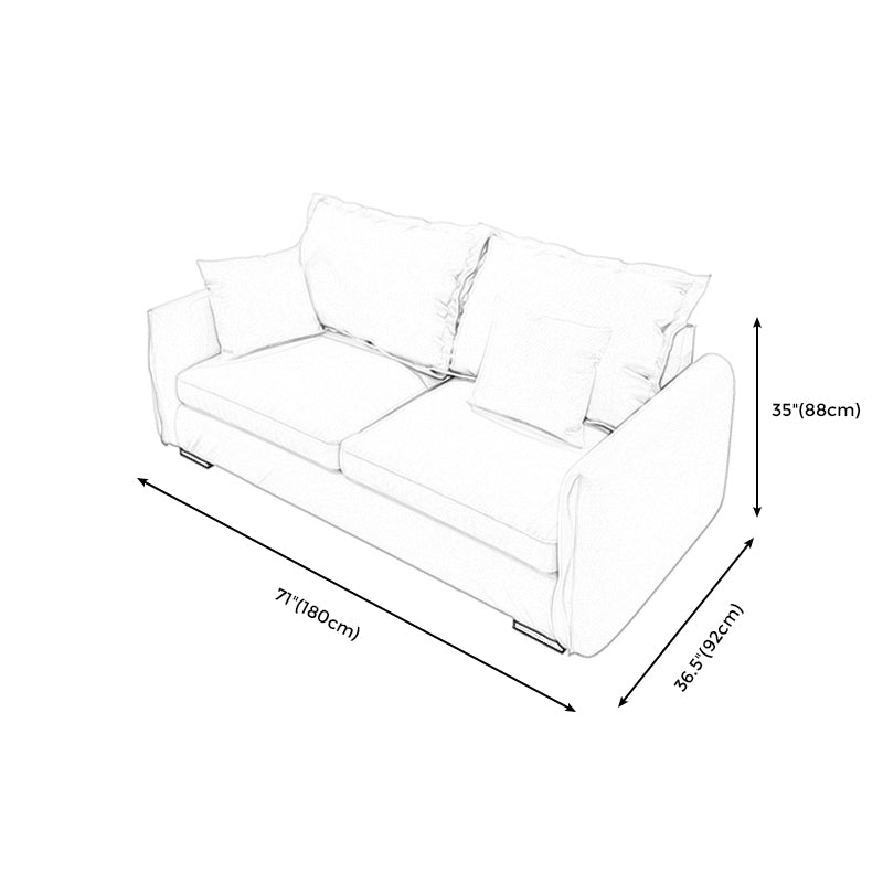Faux Leather and Cotton Blend Settee Couch Square Arm Sofa Couch with Pillows