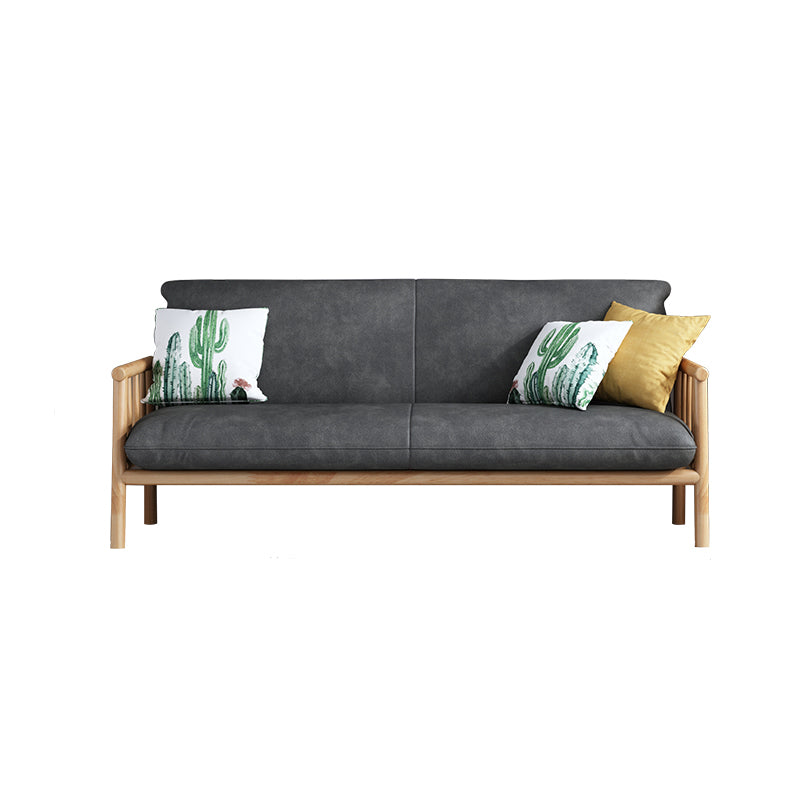 Contemporary Cushions Standard Tuxedo Arm Living Room Faux Leather Settee