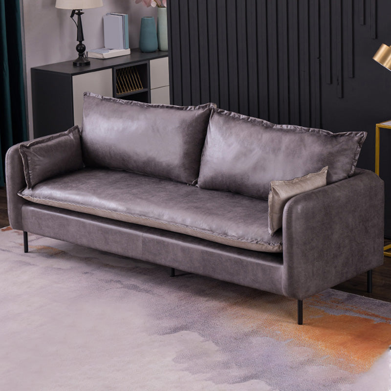 Standard Square Arm Sofa Set Contemporary Stain Resistant Sofa Couch with Pillows