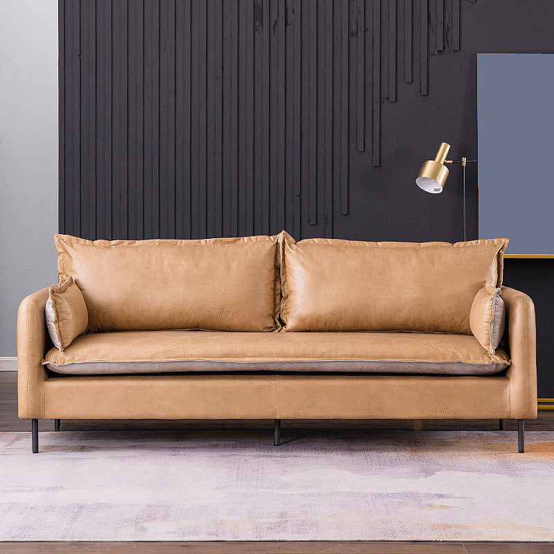 Standard Square Arm Sofa Set Contemporary Stain Resistant Sofa Couch with Pillows