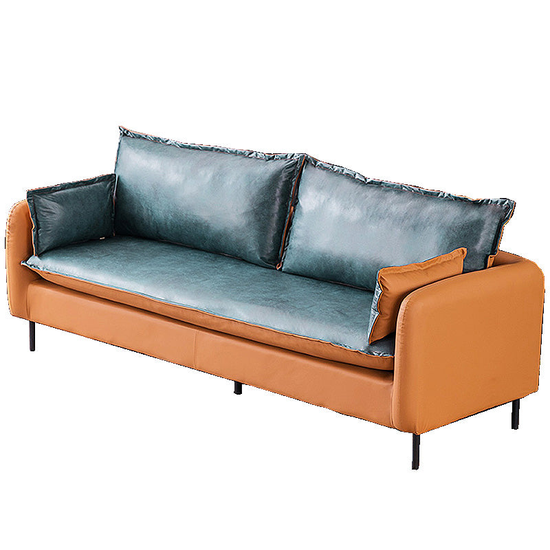 Standard Square Arm Sofa Set Contemporary Stain Resistant Sofa Couch with Pillows