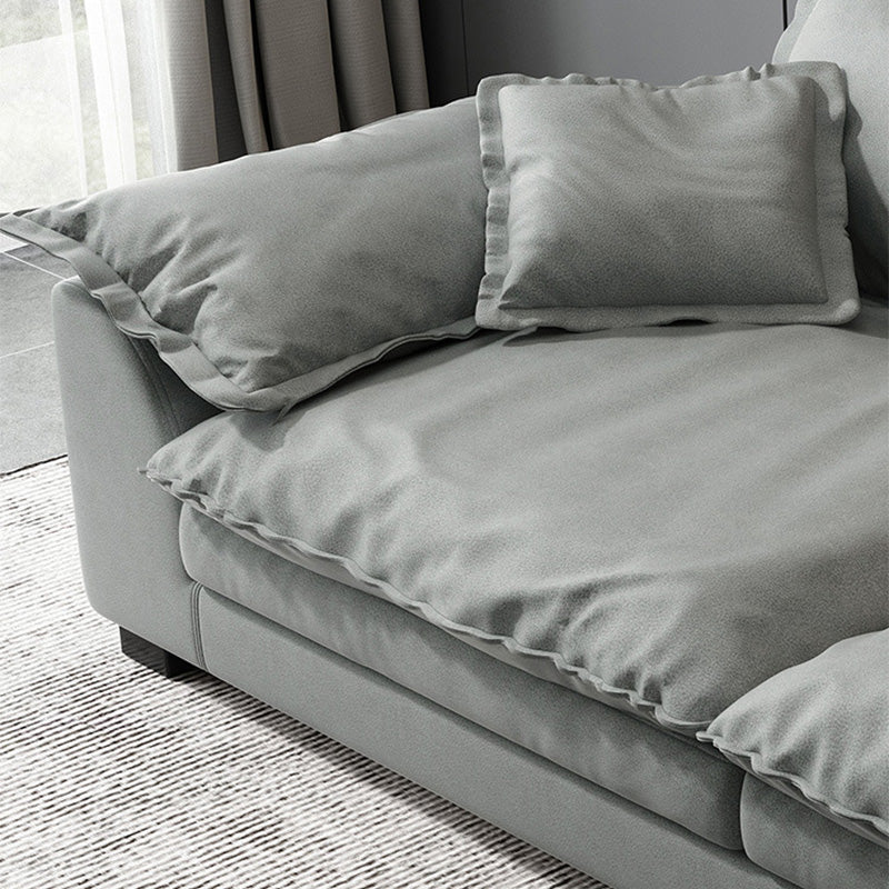 Stain Resistant Sofa Couch Square Arm Sofa Set with Pillows in Grey