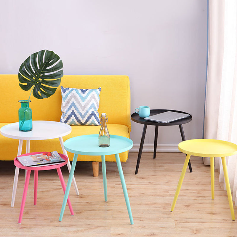 Tray Top Metal Pedestal End Table Round Side End Table for Living Room