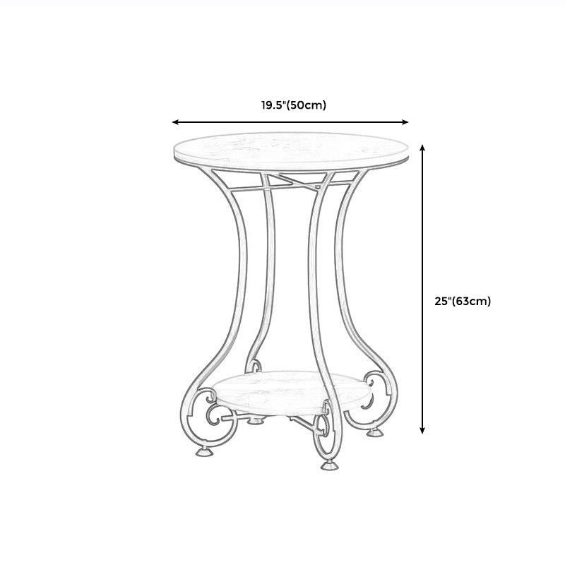 Glam Round Glossy Marble Top End Table Metal Curved Sofa Side End Table