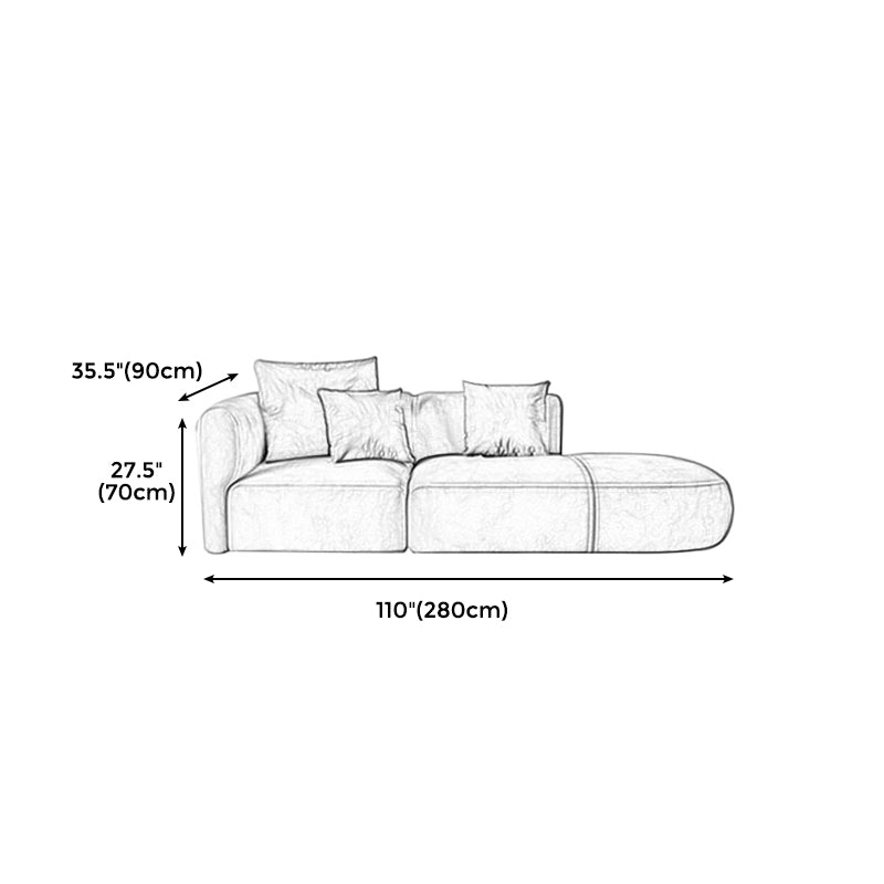 Scandinavian Light-grey Sofa Down Filled Couch with Recessed Arms and Cushions
