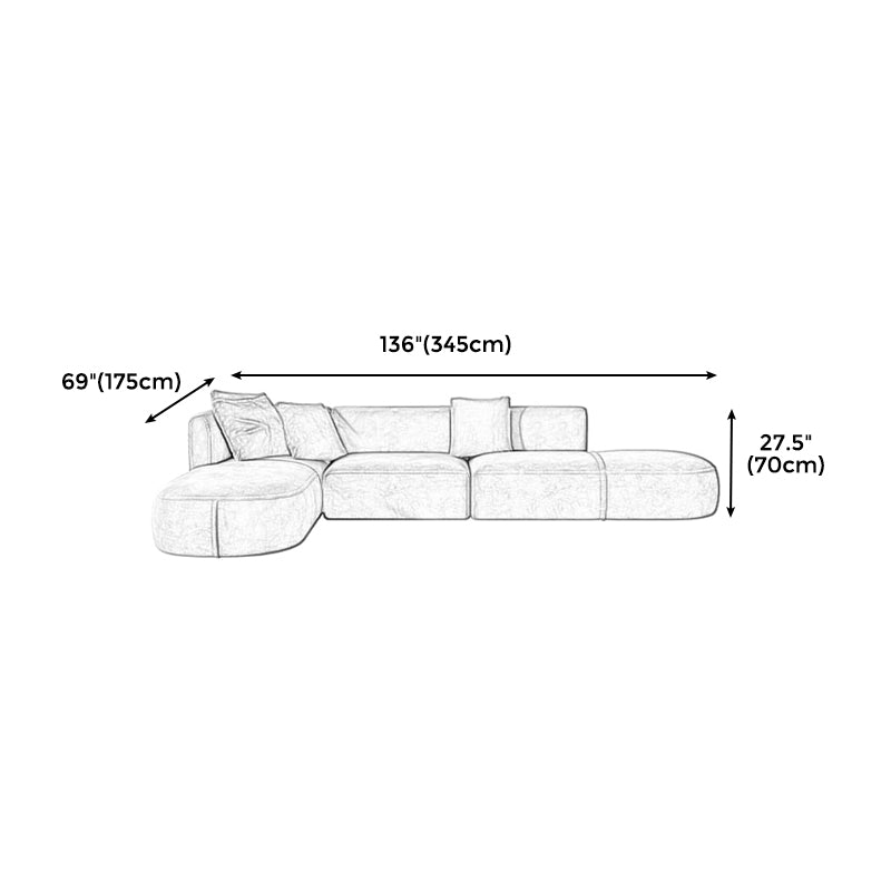 Scandinavian Light-grey Sofa Down Filled Couch with Recessed Arms and Cushions